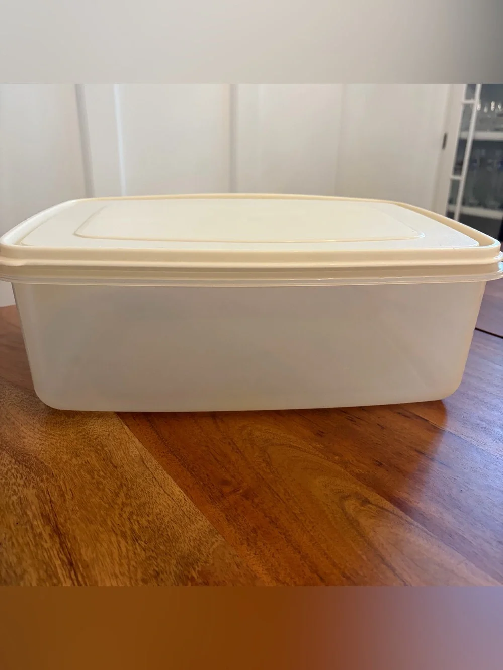TWO Vintage Rubbermaid Servin’ Saver Container Rectangle 3863 Almond Lid 33 Cups